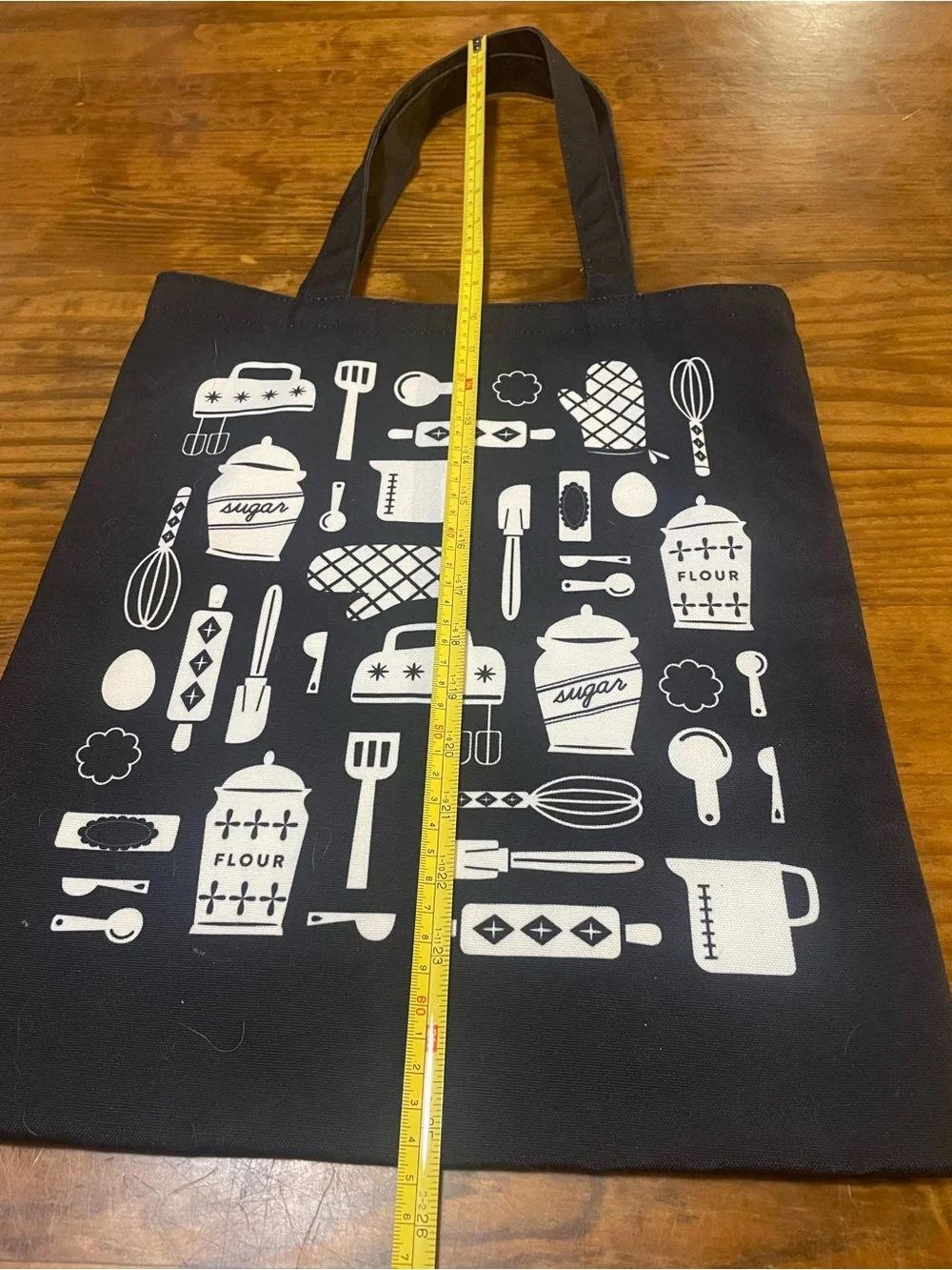 Black Kitchen Utensil Baking Theme Print Tote Bag - Home Kitchen groceries